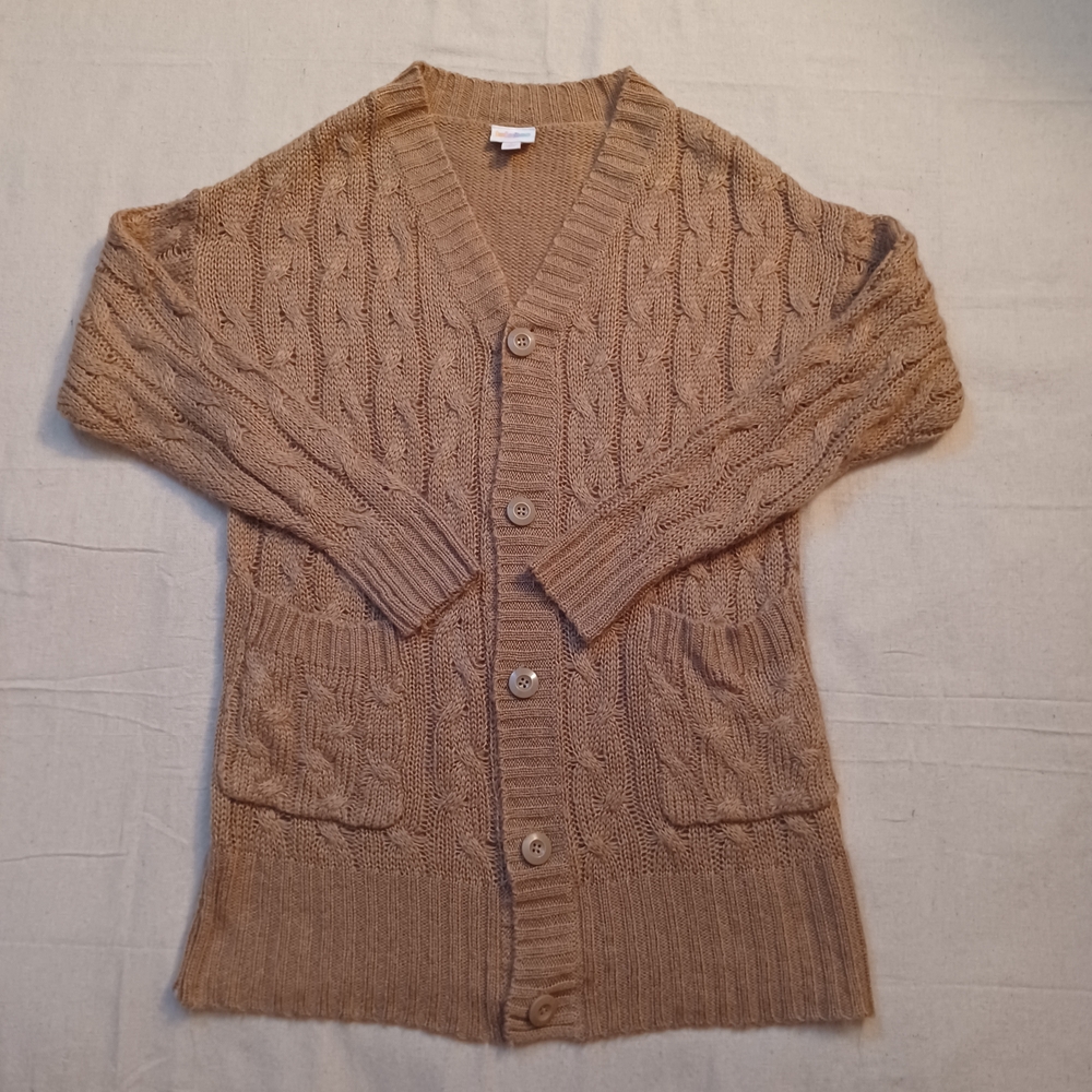 LuLaRoe Cable Knit Cardigan in Camel Women's Size Small